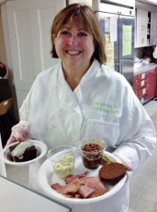 Deb Weiner Soule serving Colonial food